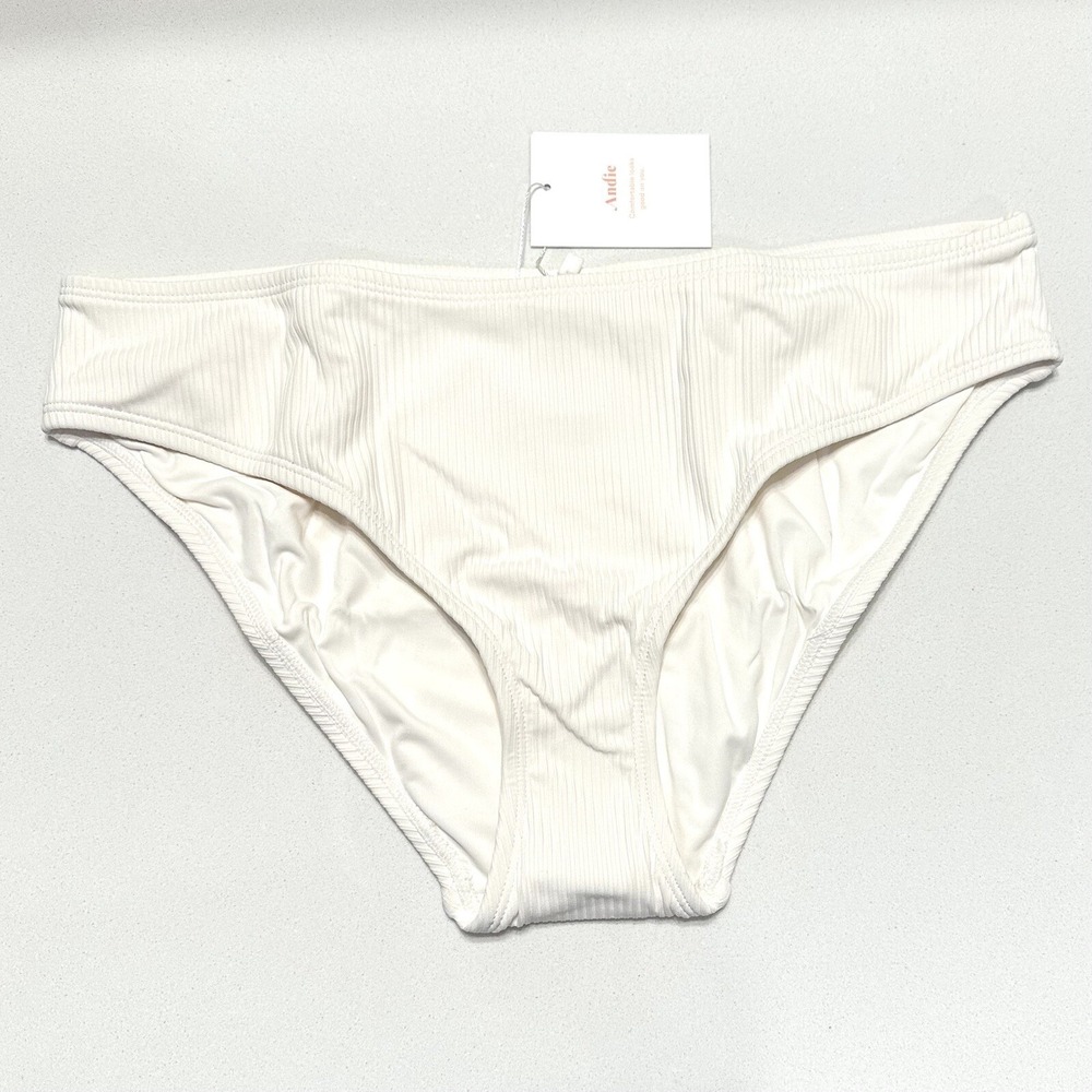 NWT Andie Swim Ribbed Off White Bikini Bottom Size XL Style AB304